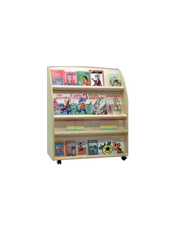 LIBRERIA SU RUOTE BETULLA VR NATURALE dim.100x50X120h