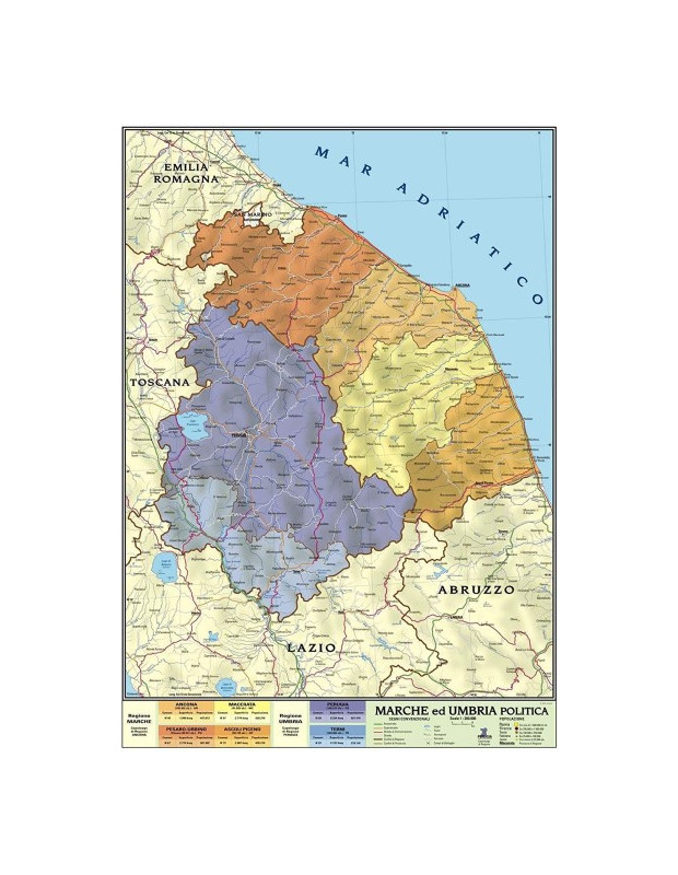 CARTA GEOGRAFICA: MARCHE E UMBRIA