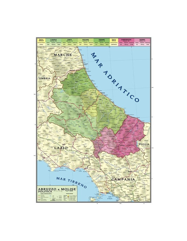 CARTA GEOGRAFICA: ABBRUZZO E MOLISE