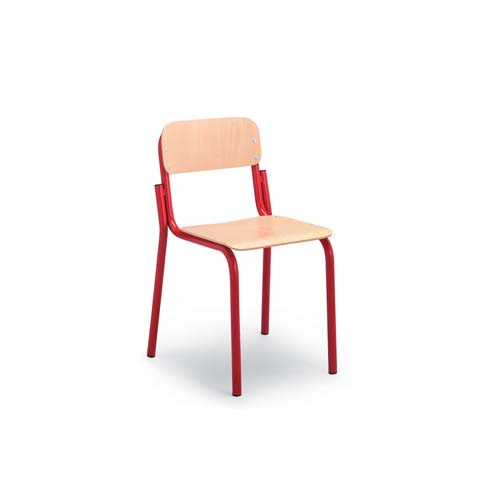 SEDIA SCUOLA IN FAGGIO VR NATURALE TELAIO ROSSO H38 CM.